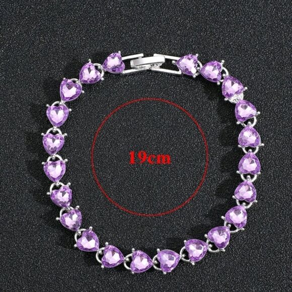 RED or PURPLE Hearts Sterling Silver Bracelet - Picture 10 of 15